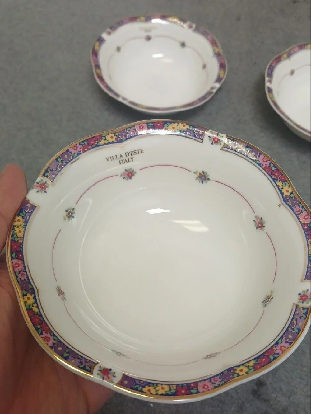 Villa D'este White and Purple Decorative Bowls - Set of 5